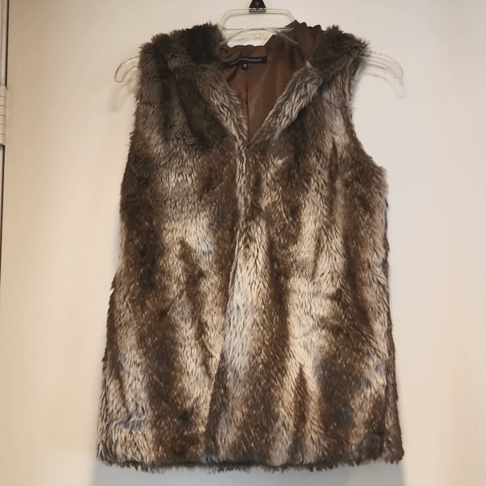 Foreign Exchange Brown Faux Fur Vest